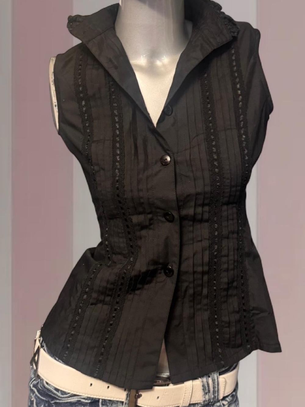 Button Up Y2K goth Grunge Top W/ Lace Up Back